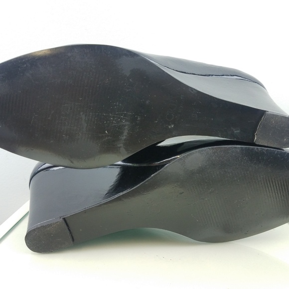 J. Crew Black Patent Leather Slip on Wedges 9.5 - Picture 8 of 8
